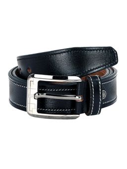 Leather World - Men Solid Genuine Leather Belt Black