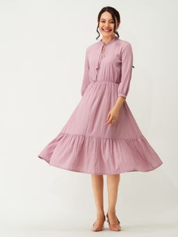 Aask - Women Fit And Flare Ligh Purple Solid Dress For Women Dress For Women