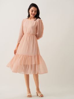 Aask - Women Peach Butta Work Dress For Women