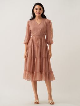 Aask - Women Fancy Beige Dress For Women