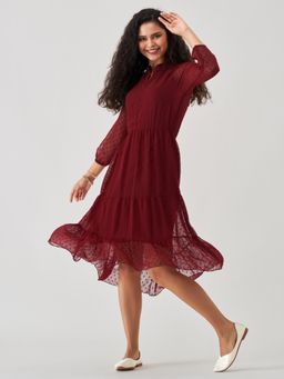 Aask - Women Fancy Maroon Dress For Women