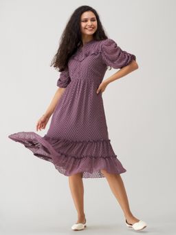 Aask - Women Fancy Purple Melange Dress For Women