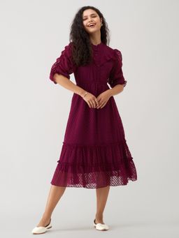 Aask - Women Fancy Wine Dress For Women