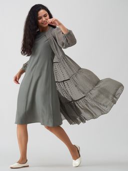 Aask - Women Fancy Shrug Grey Dress For Women (Set of 2)