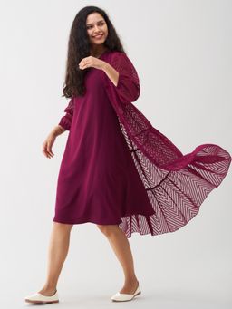Aask - Women Fancy Shrug Wine Dress For Women (Set of 2)