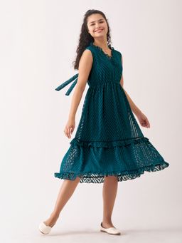 Aask - Women Fancy Teal Designer Dress For Women