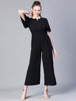 Oxolloxo - Women's Black Smocked Jumpsuit