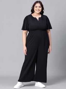 Oxolloxo - Women's Plus Size Solid Black Jumpsuit