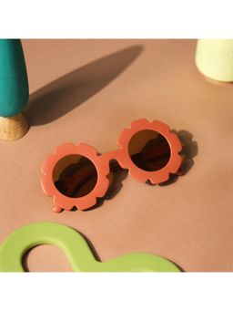 Kicks and Crawl - Unisex Petal Pops Rust Round Sunglass-Ley-1010372 (1-2 Years)