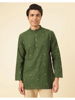 Fabindia - Green Cotton Blend Dobby Short Kurta