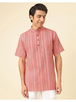 Fabindia - Red Cotton Dobby Short Kurta