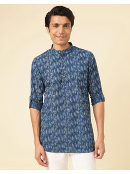 Fabindia - Indigo Blue Cotton Printed Short Kurta