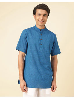 Fabindia - Blue Cotton Hand Block Printed Short Kurta