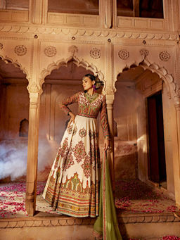 KALISTA - Green Zaina Anarkali with Dupatta (Set of 2)