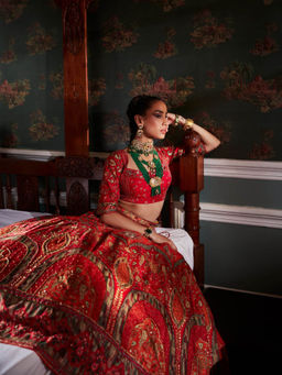 KALISTA - Red Arohi Lehenga with Blouse (Set of 2)
