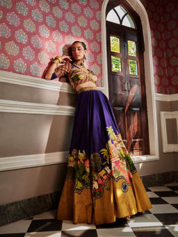 KALISTA - Blue Aria Lehenga with Blouse (Set of 2)