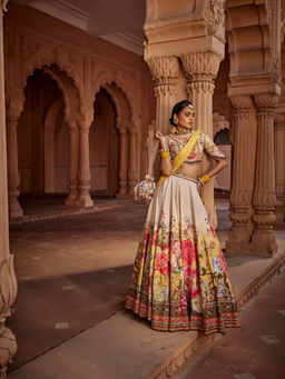 KALISTA - Beige Manya Lehenga with Blouse and Dupatta (Set of 3)