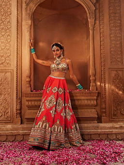 KALISTA - Red Zaina Lehenga with Blouse (Set of 2)
