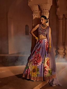 KALISTA - Lavender Gulshaad Lehenga with Blouse and Dupatta (Set of 3)