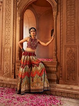 KALISTA - Maroon Mehvish Sharara with Blouse (Set of 2)