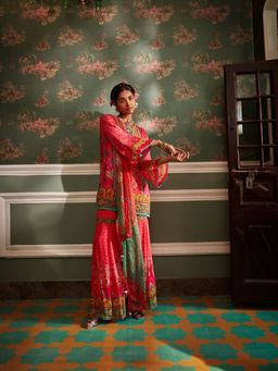 KALISTA - Pink Sahiba Sharara with Kurta and Dupatta (Set of 3)