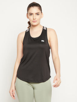 Clovia - Comfort Fit Activewear Tank Top-Black