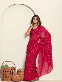 HOUSE OF JAMOTI - Meheu Magenta Wine Saree Without Blouse