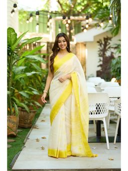 Anjaneya Sarees - White Woven Kanjivaram Saree with Unstitched Blouse