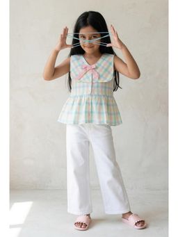 Tales & Stories - Girls Multicolor Checks Cotton Top