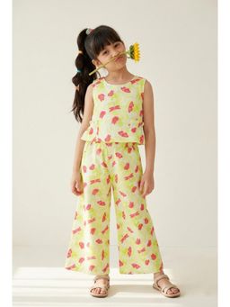 Tales & Stories - Girls Yellow Printed Co-ord Set