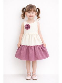 The Magic Wand - Woven Sleeveless Tiered Dress With Bow - Pink