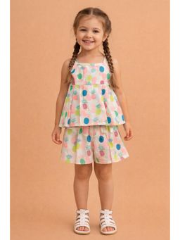 The Magic Wand - Cotton Woven Strappy Pineapple Printed Co-Ord Set- Multi-Color