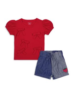 My Milestones - Cotton Scarlet Ruban Top and Shorts - Red