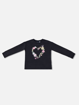 The Children's Place - Heart Graphic Print Black Girls Tops