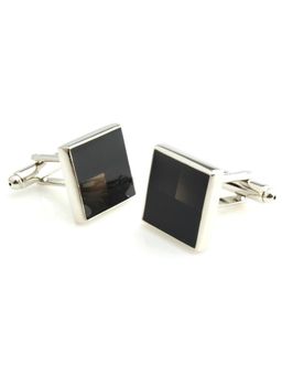 PELUCHE - Metal Play Resin Art Black Cufflinks for Men