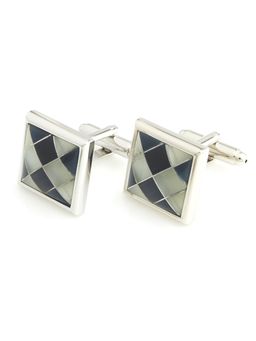 PELUCHE - Natural Mother of Pearl & Black Onyx Stone Cufflinks for Men