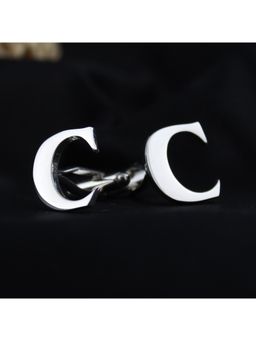 PELUCHE - Alphabet Silver Coloured Brass Cufflink (C)