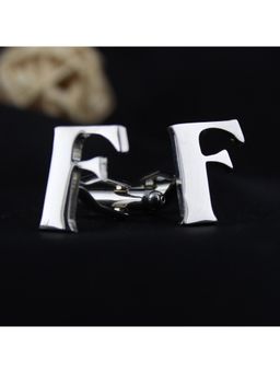PELUCHE - Alphabet Silver Coloured Brass Cufflink (F)