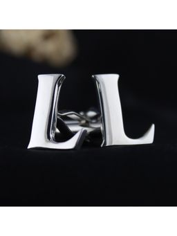 PELUCHE - Alphabet Silver Coloured Brass Cufflink (L)