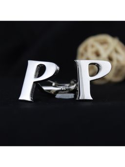 PELUCHE - Alphabet Silver Coloured Brass Cufflink (P)