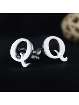 PELUCHE - Alphabet Silver Coloured Brass Cufflink (Q)