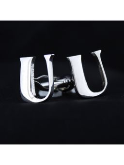 PELUCHE - Alphabet Silver Coloured Brass Cufflink (U)