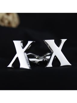 PELUCHE - Alphabet Silver Coloured Brass Cufflink (X)
