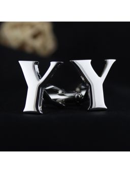 PELUCHE - Alphabet Silver Coloured Brass Cufflink (Y)