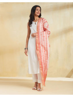 Fabindia - Pink Cotton Silk Blend Tie and Dye Dupatta