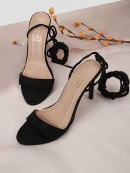 Truffle Collection - Black Solid Heels