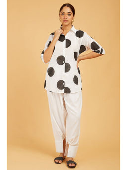 Cyan - Bold Polka Dot Collared Shirt