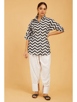 Cyan - Black Block Print Half Sleeve Shirt