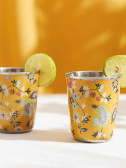 Chumbak - Pixel Paisley Tumbler Set Small- Yellow