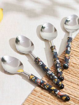 Chumbak - Pixel Paisley Meal Spoons Black (Set of 4)